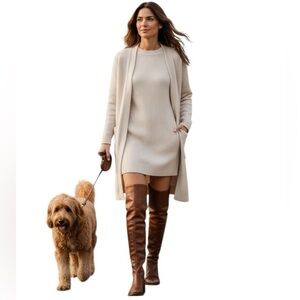 DOLCE AND GABBANA Tan Leather Over The Knee Riding Boots in Sz 37